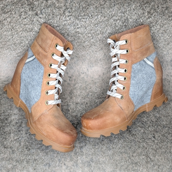 Sorel Joan Of Arctic Wedge III Lexie Ankle Boot Tan Grey Women's 10 - Picture 12 of 14